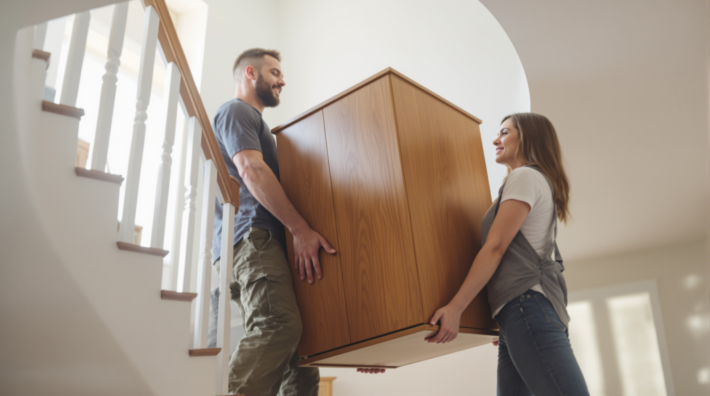 Monter un meuble lourd dans un escalier : la méthode sécurisée étape par étape