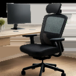 Illustration d’une chaise de bureau ergonomique pensée pour le travail intensif devant ordinateur. Le visuel met en avant le soutien lombaire, le dossier en maille et les réglages de confort.