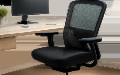 Illustration d’une chaise de bureau ergonomique pensée pour le travail intensif devant ordinateur. Le visuel met en avant le soutien lombaire, le dossier en maille et les réglages de confort.